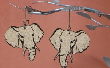 Boucles d'oreilles en liège naturel -Collection Animale -Tête d'éléphant découpée- Dormeuses bronze (sans plomb sans nickel)- forme moyenne découpée - épaisseur 2 mm